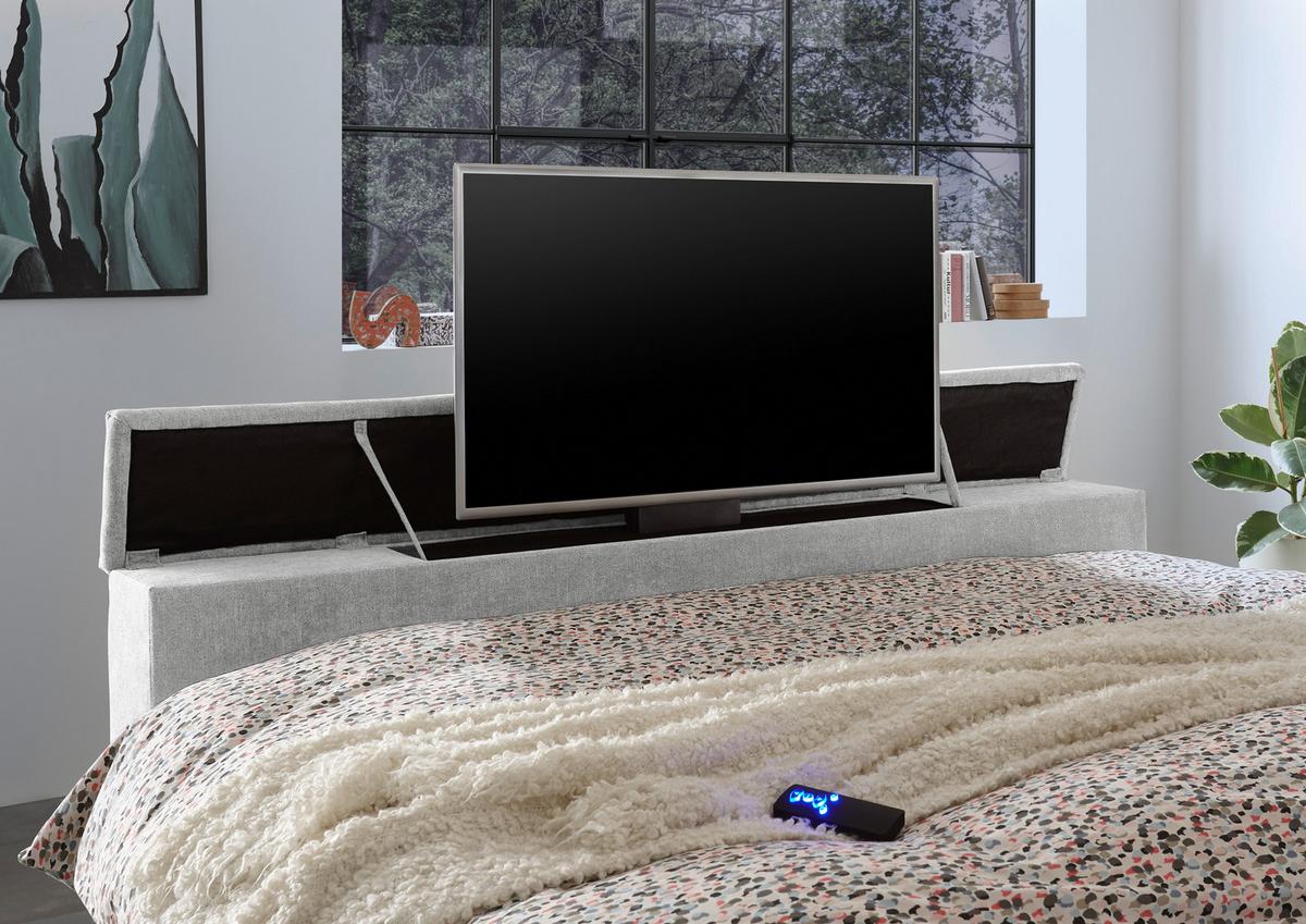 Boxspringbett Denver Silber ca. 180x200 cm mit Topper - Silberfarben, KONVENTIONELL, Textil (180/200cm) - Carryhome