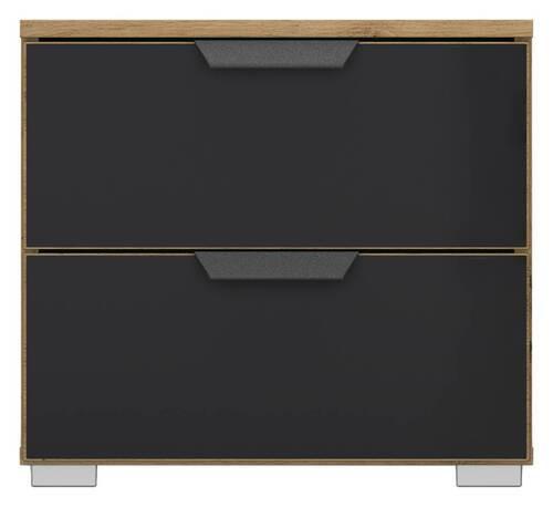 Noćni Ormarić Artemis - siva/hrast Artisan, Moderno, staklo/drvni materijal (47/43/42cm) - Modern Living