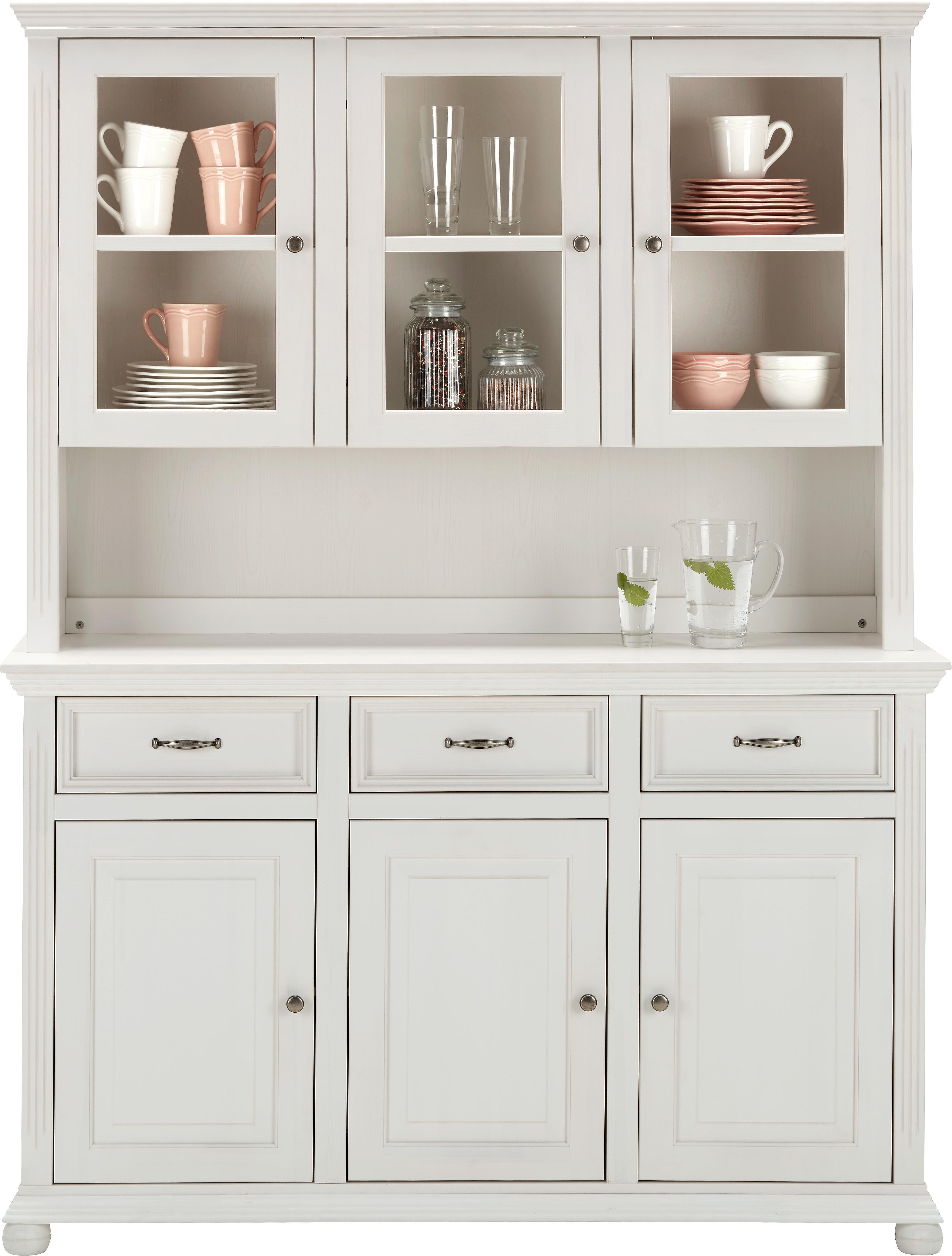 Kredenz in Weiß Massiv - Weiß, ROMANTIK / LANDHAUS, Holz/Metall (150/200cm) - Zandiara