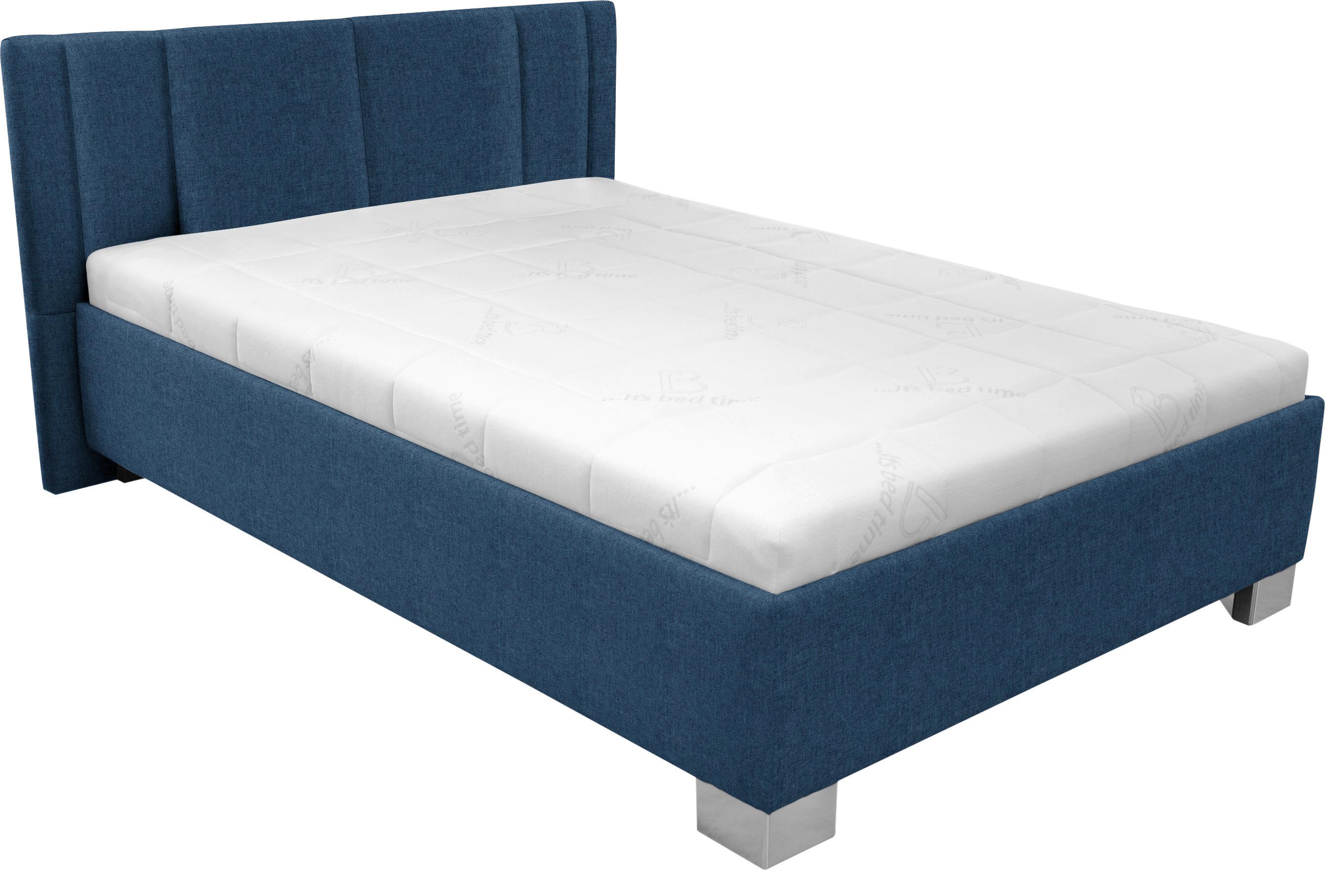 Tapecirani Krevet Stilo - bijela/tamno plava, drvo/tekstil (140/200cm)