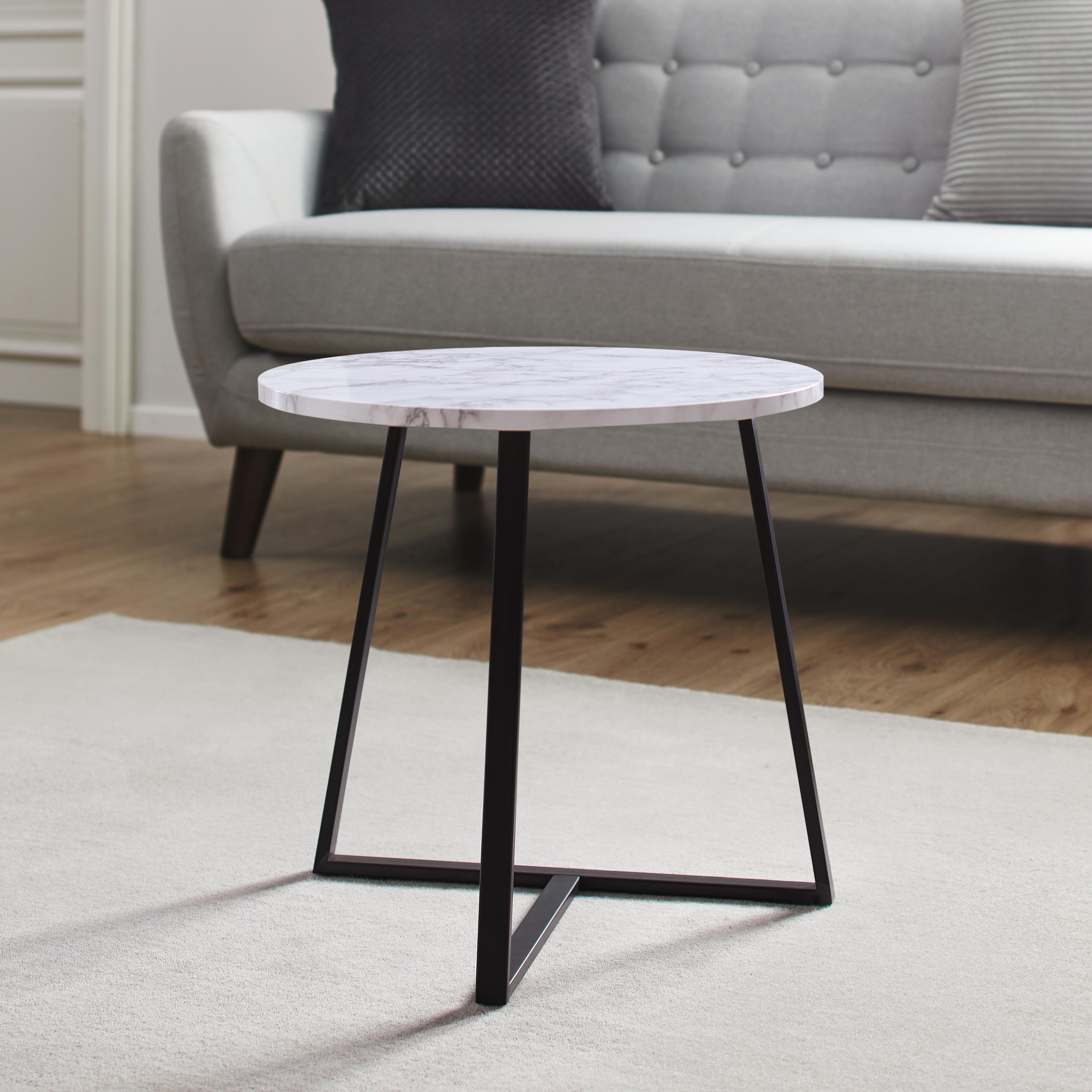 Couchtisch in Weiß/Schwarz Ø ca. 45 cm 'Silvia' - Schwarz/Weiß, MODERN, Holzwerkstoff/Metall (45/45cm) - Bessagi Home