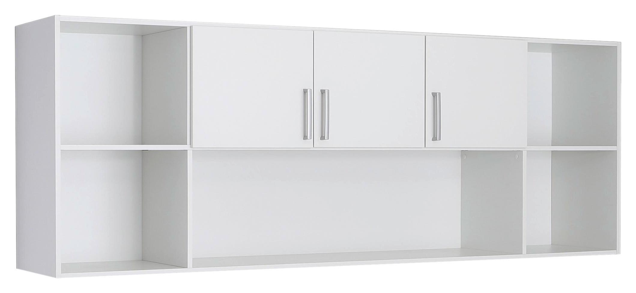 Regal Tamino, Bela - bela/barve aluminija, Konvencionalno, umetna masa/leseni material (213/82/44cm) - Xora