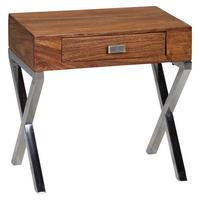 Nachtkästchen "Guna", aus Sheesham - Chromfarben/Sheeshamfarben, MODERN, Holz/Metall (45/45/50cm) - MID.YOU