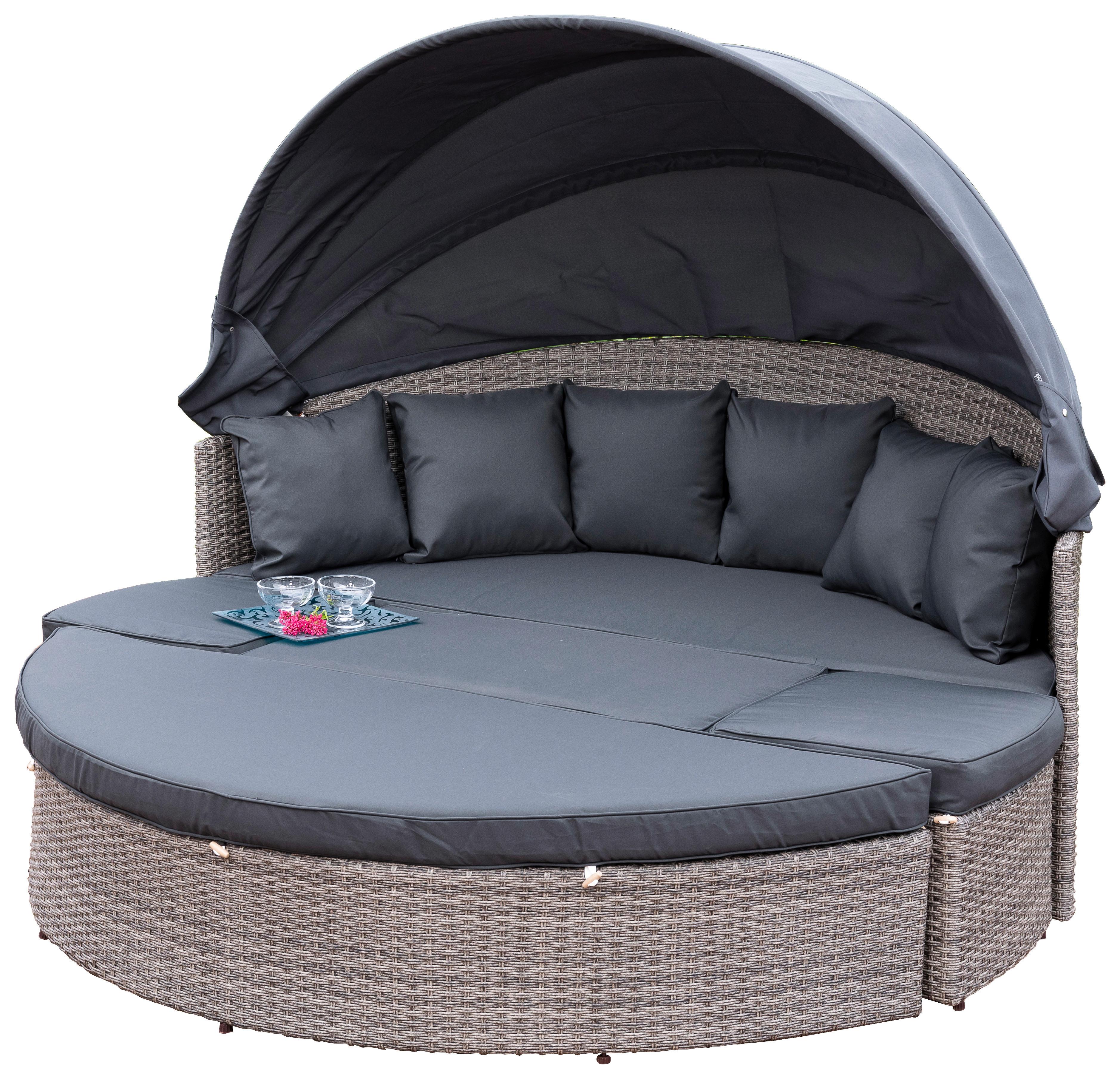 Gartenmuschel Riva Metall/ Kunststoff/Textil verstellbar - Dunkelgrau/Grau, KONVENTIONELL, Kunststoff/Textil (180/88/183cm) - Gardenson