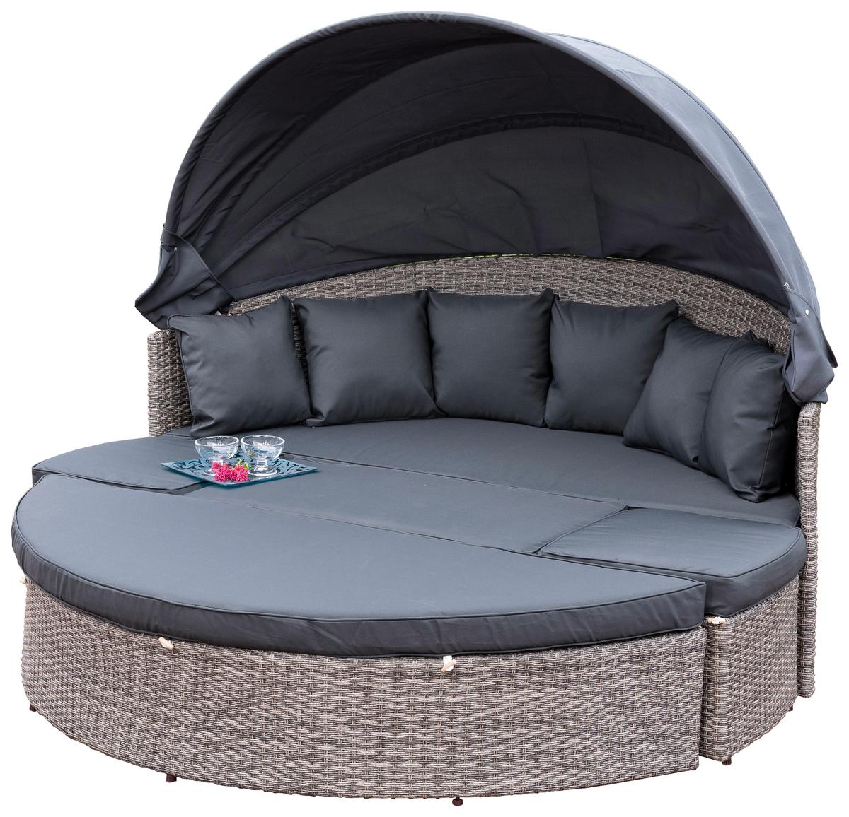 Gartenmuschel Riva Metall/ Kunststoff/Textil verstellbar - Dunkelgrau/Grau, KONVENTIONELL, Kunststoff/Textil (180/88/183cm) - Gardenson