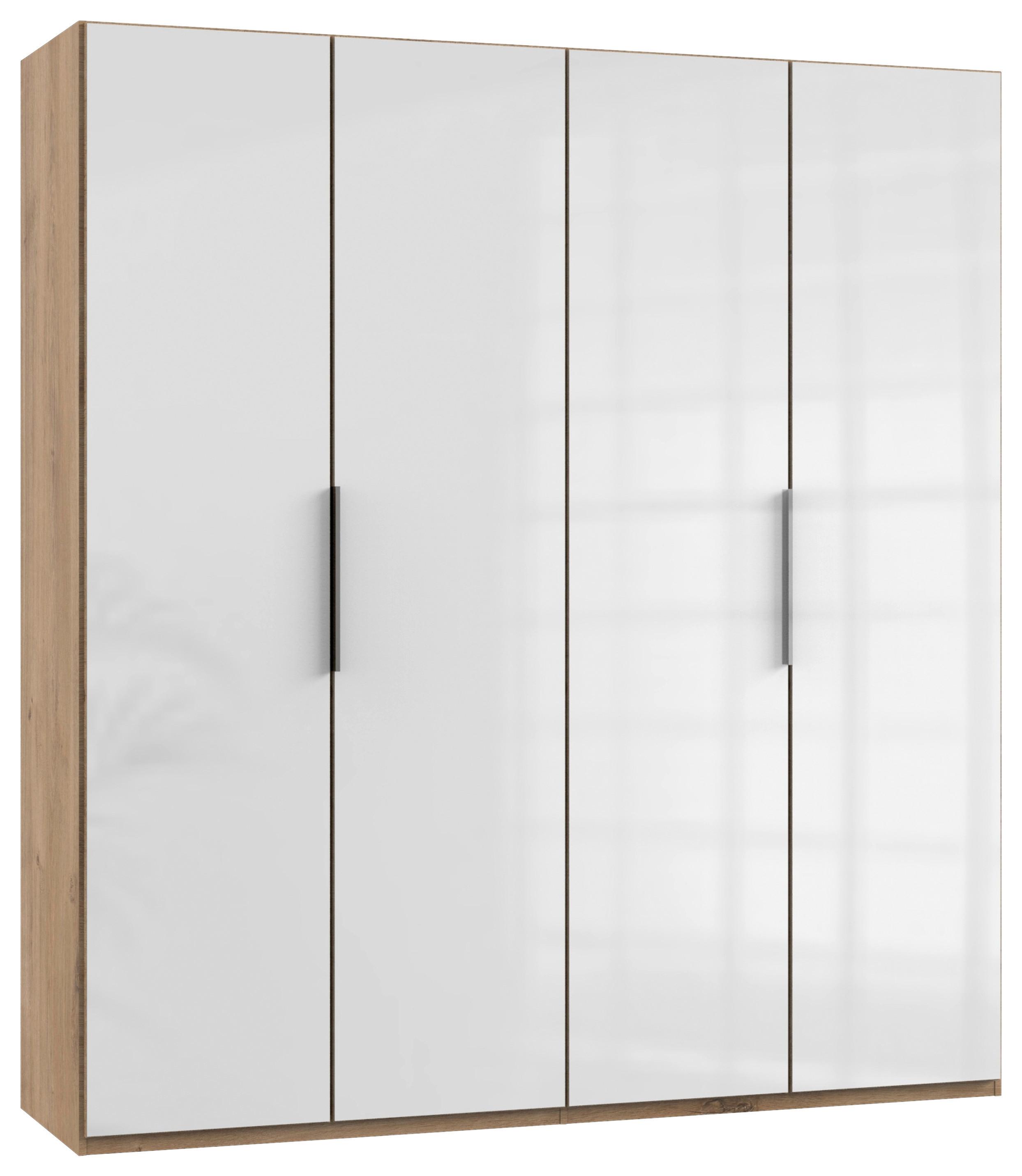 Drehtürenschrank ca. 200 cm Level 36D Weiß/Eiche Dekor - Chromfarben/Weiß Hochglanz, MODERN, Holzwerkstoff (200/216/58cm) - MID.YOU