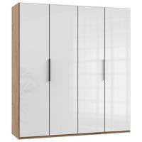 Drehtürenschrank ca. 200 cm Level 36D Weiß/Eiche Dekor - Chromfarben/Weiß Hochglanz, MODERN, Holzwerkstoff (200/216/58cm) - MID.YOU