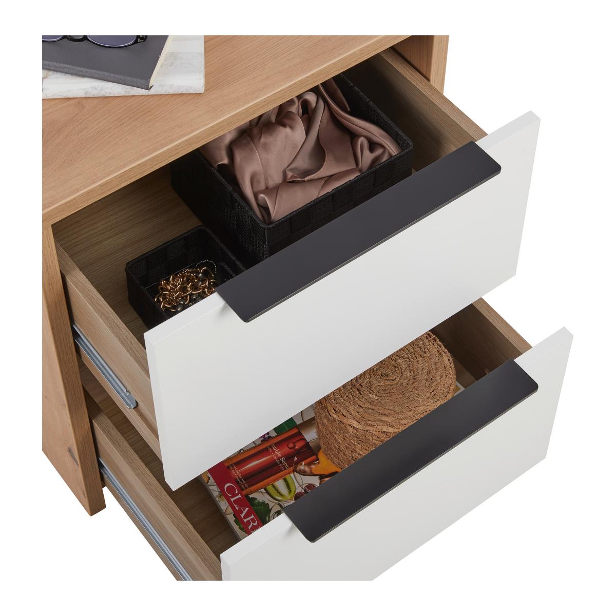 Set Nočnih Omaric Cismon, 2 Kos, Bela, Barva Hrasta - črna/bela, Konvencionalno, kovina/umetna masa (49,8/53,6/39,7cm) - Mömax