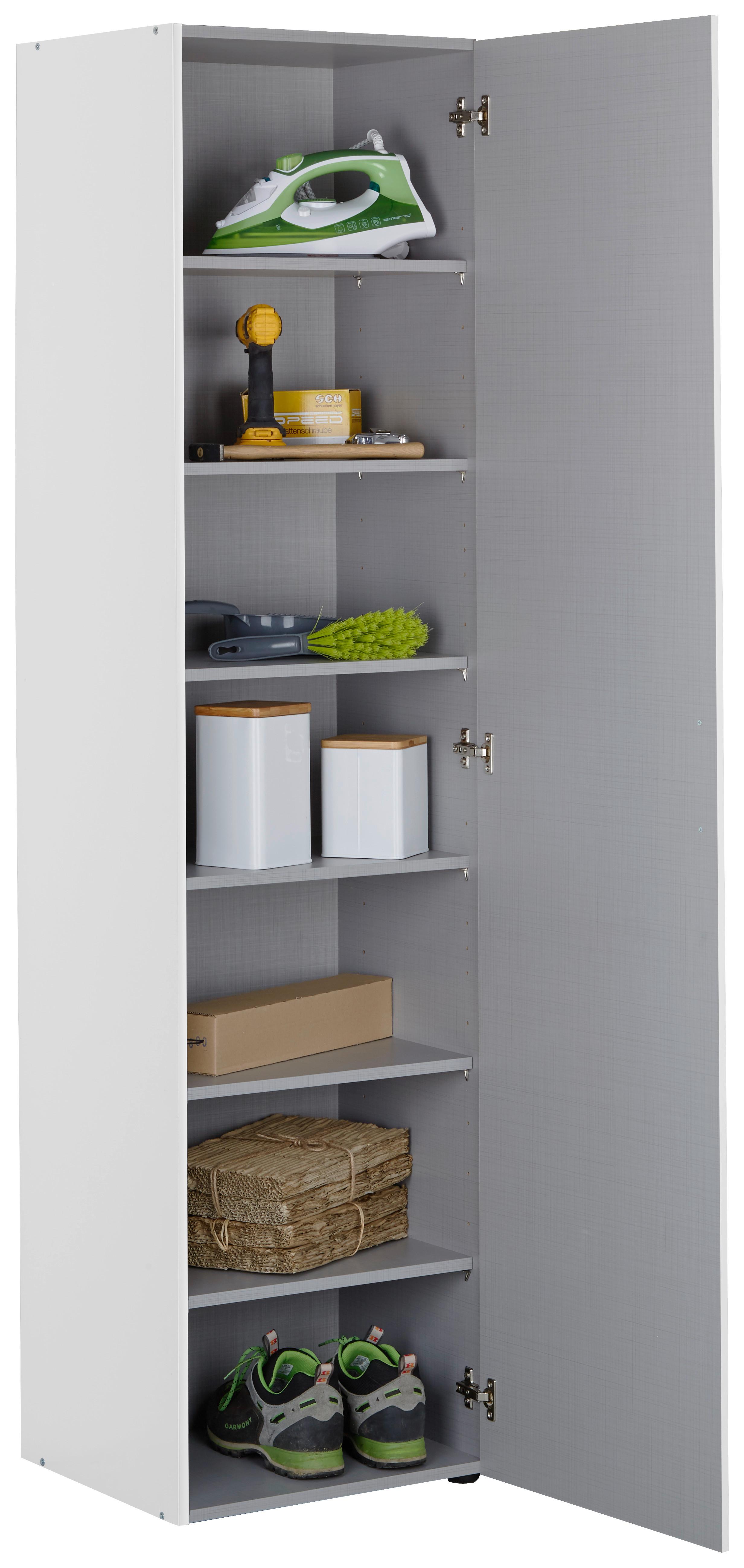 Mehrzweckschrank in Weiss - Weiss/Alufarben, Konventionell, Holzwerkstoff/Kunststoff (45/185/40cm) - Mömax