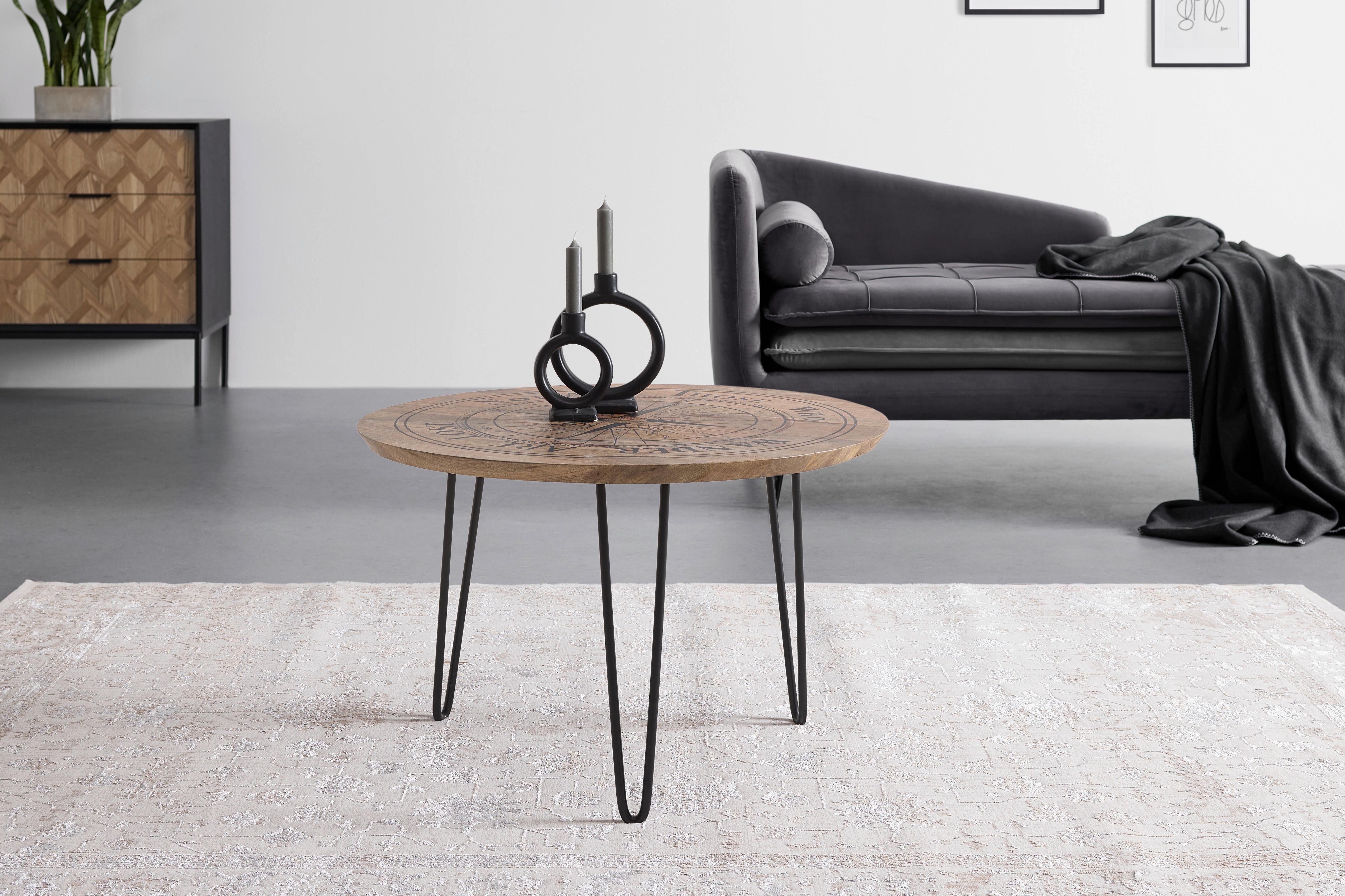 SOFFBORD NEVIS - svart/naturfärgad, Natur, metall/trä (70/70/45cm) - Mömax