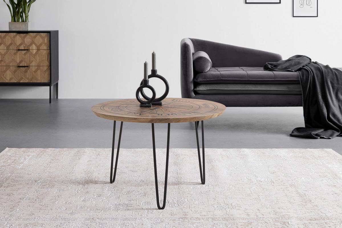 Couchtisch Nevis in Schwarz/Natur - Schwarz/Naturfarben, Natur, Holz/Metall (70/70/45cm) - Based