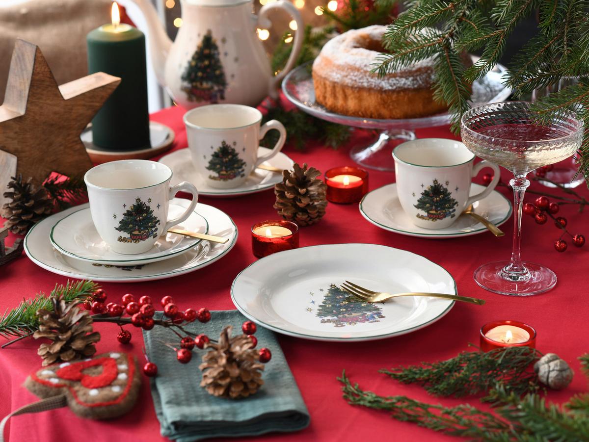 Kaffeeservice Tannenbaum Multicolor/Weiß, 18-teilig - Multicolor/Weiß, Basics, Keramik - Creatable