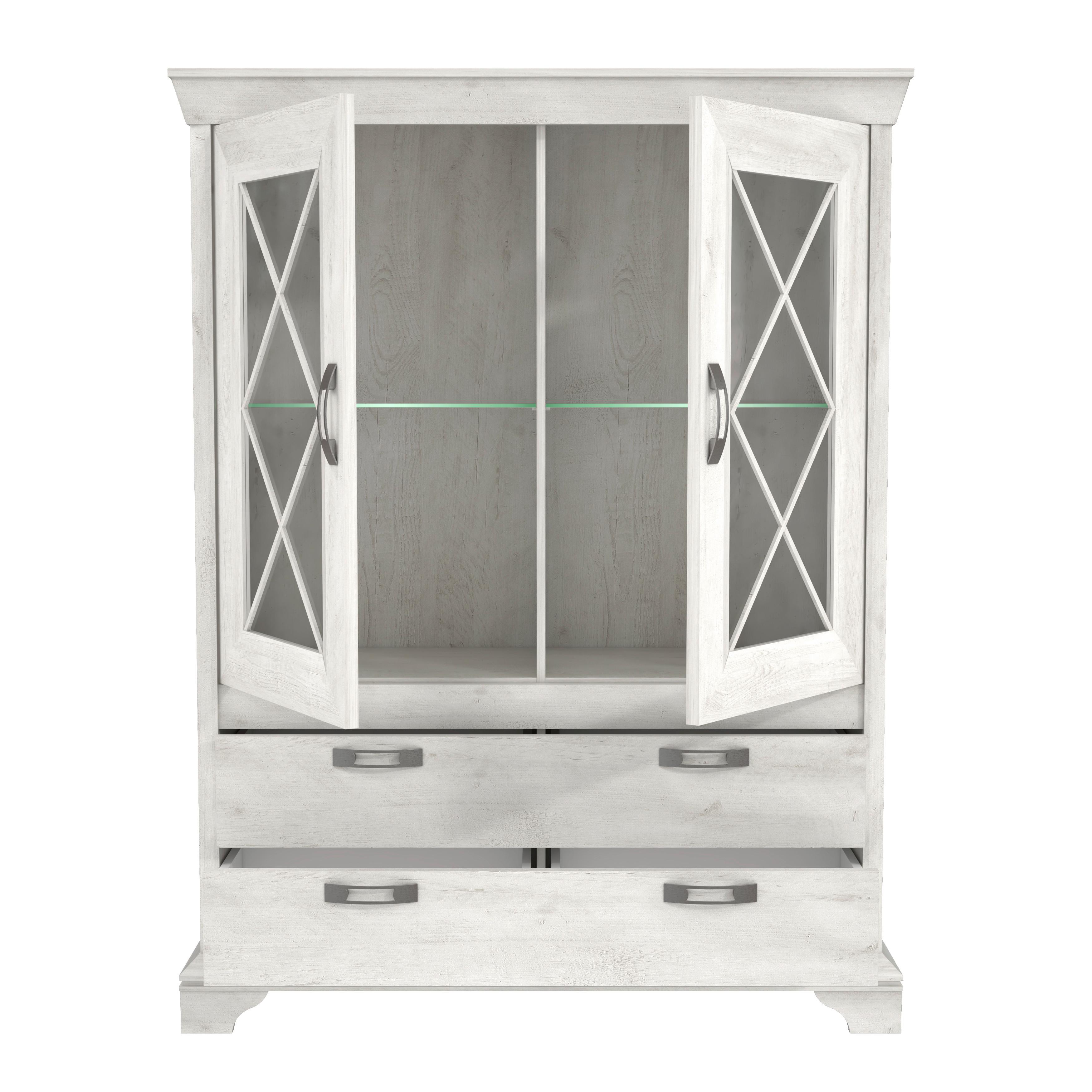 Vitrina Kashmir - bijela/srebrne boje, Konvencionalno, staklo/drvni materijal (123/162,3/48,2cm) - Premium Living
