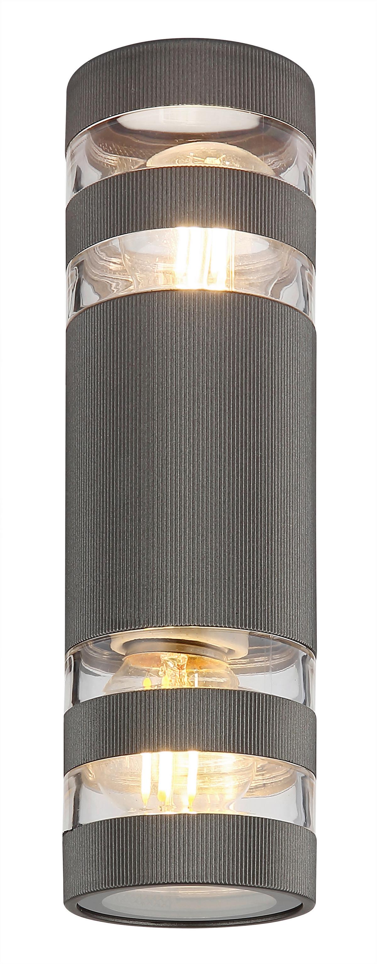 WANDLEUCHTE 78260A HAYES - Klar/Anthrazit, Basics, Glas/Kunststoff (22/6,5/6,5cm) - Globo