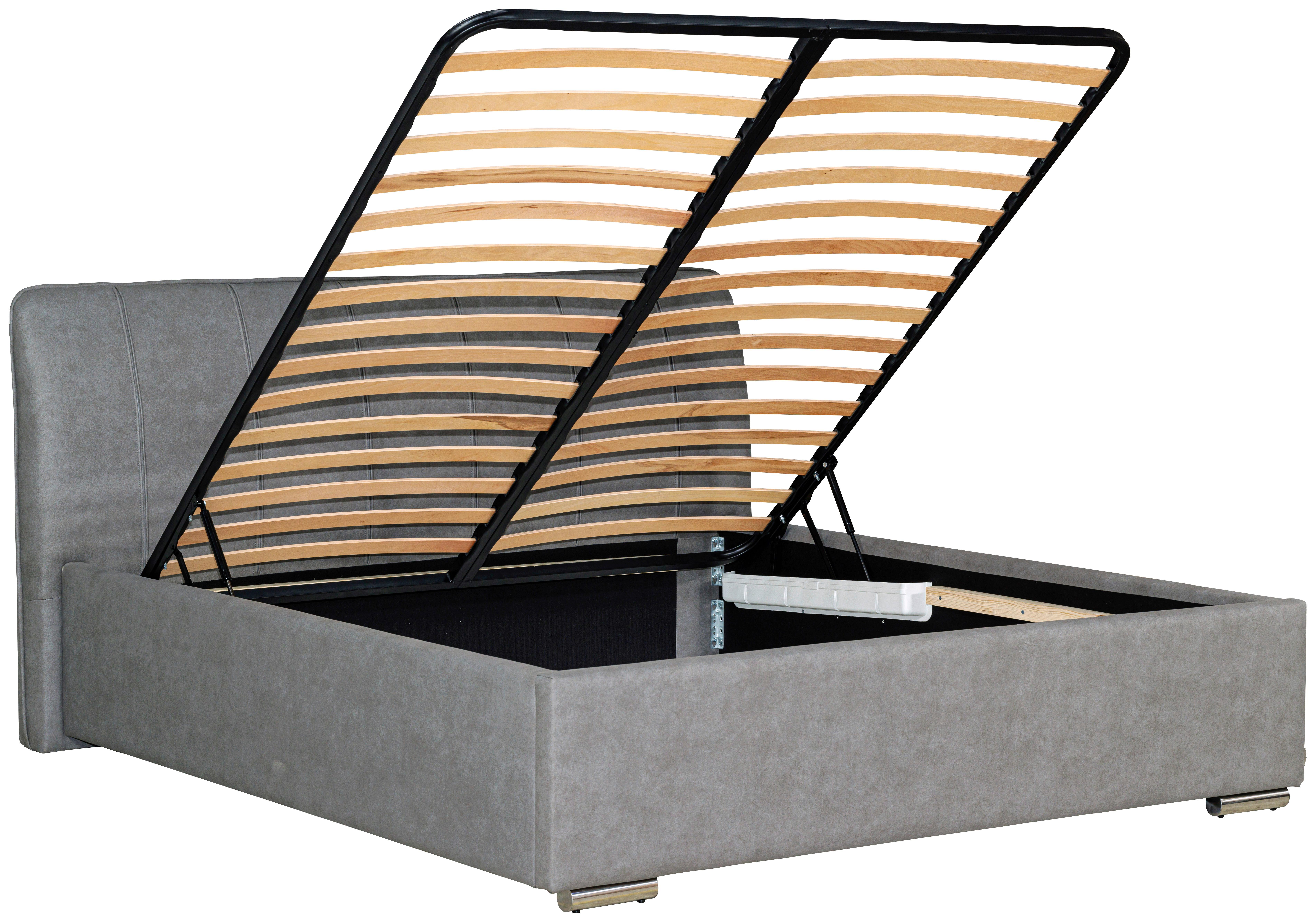 Oblazinjena Postelja France Storage, 160x200, Siva - barve kroma/črna, Basics, kovina/tekstil (160/200cm) - Modern Living