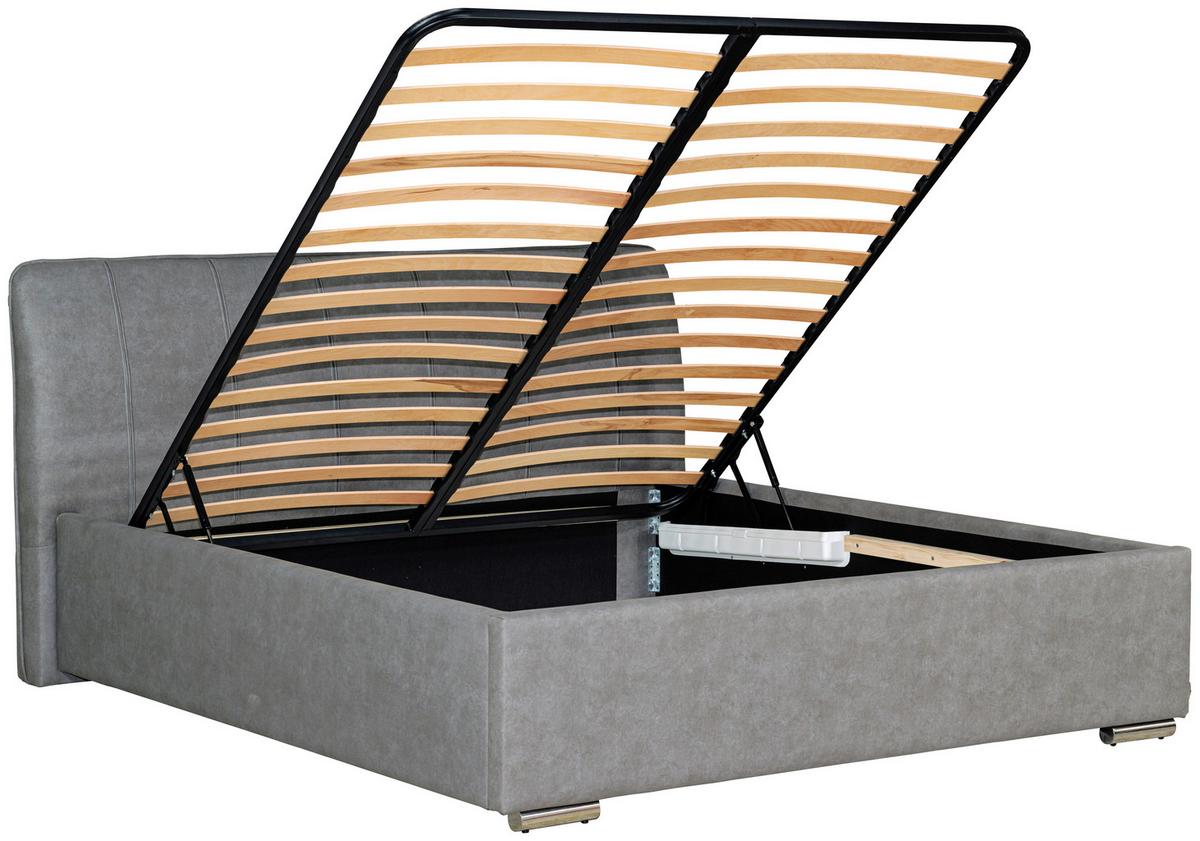 Tapecirani Krevet France Storage - siva/boje kroma, Basics, drvo/metal (180/200cm) - Modern Living