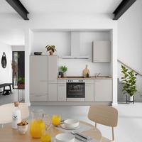 Küchenblock Touch Low m. Geräten Grau - Eiche dunkel/Edelstahlfarben, MODERN, Holzwerkstoff/Metall (270cm) - Nobilia