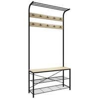 Garderobe Taliro Gr - Honigeiche/Schwarz, Design, Holzwerkstoff/Metall (90/190/30cm) - MID.YOU