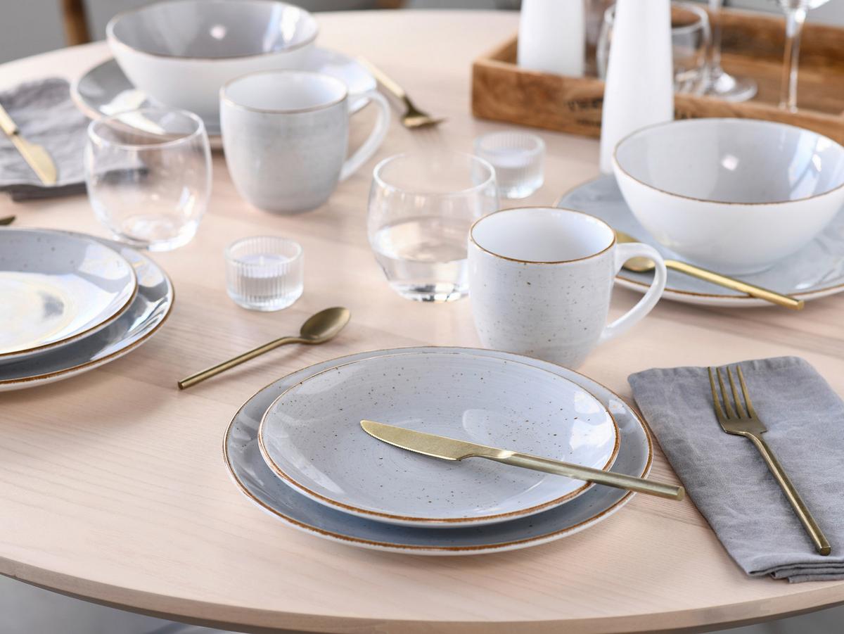 Kombinirani Servis Vintage Nature Stein, 16-Delni - bela/svetlo siva, Basics, keramika - Creatable