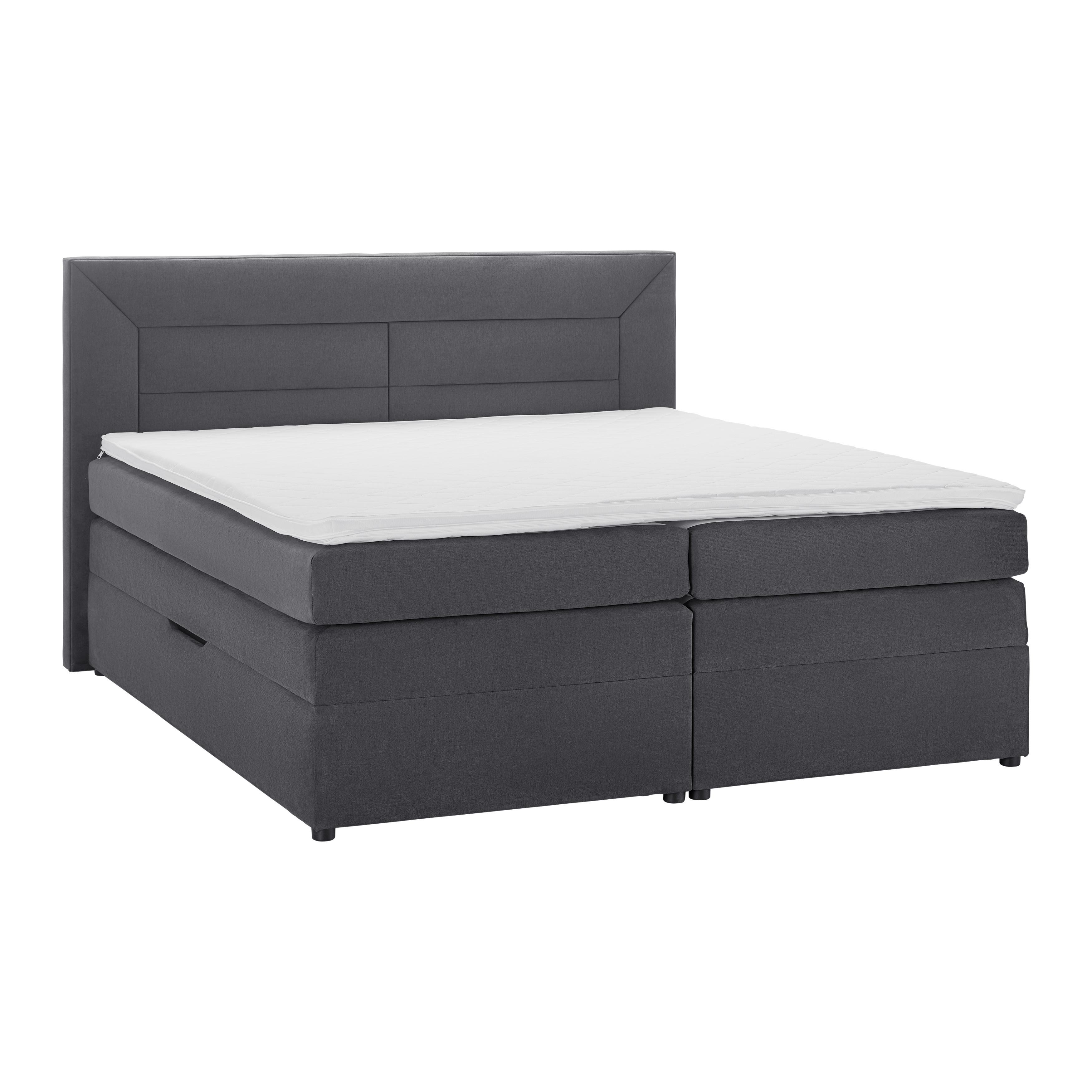 Postelja Boxspring Maja, Siva, Z Nadvložkom, 180x200 - siva/črna, Moderno, umetna masa/tekstil (180/200cm) - Bessagi Home
