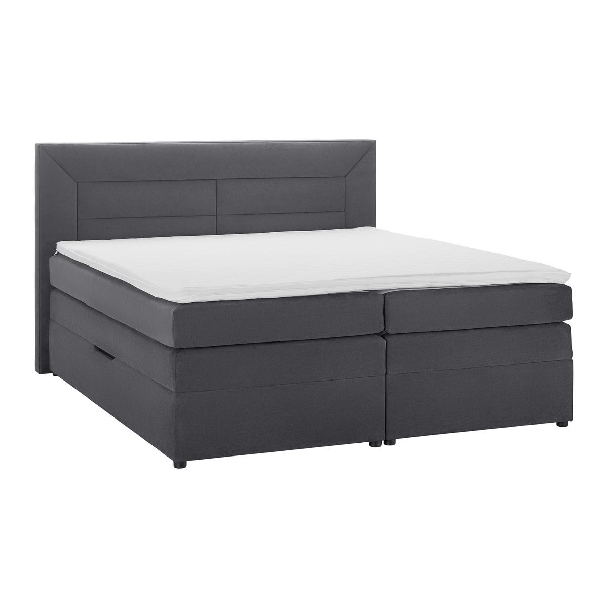 Boxspringbett Maja ca. 180x200 cm Grau mit Topper - Schwarz/Grau, Modern, Holz/Kunststoff (180/200cm) - Bessagi Home