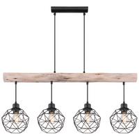 Svjetiljka Viseća 15416-4 Theodor - prirodne boje/crna, Natur, drvo/metal (85/18cm) - Globo
