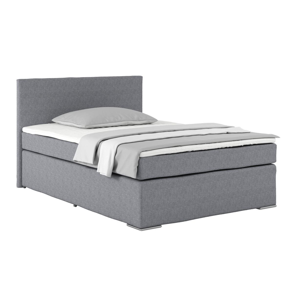 Boxspring Krevet Nero - plavkastosiva/boje kroma, Konvencionalno, tekstil/metal (140/200cm) - Best Price