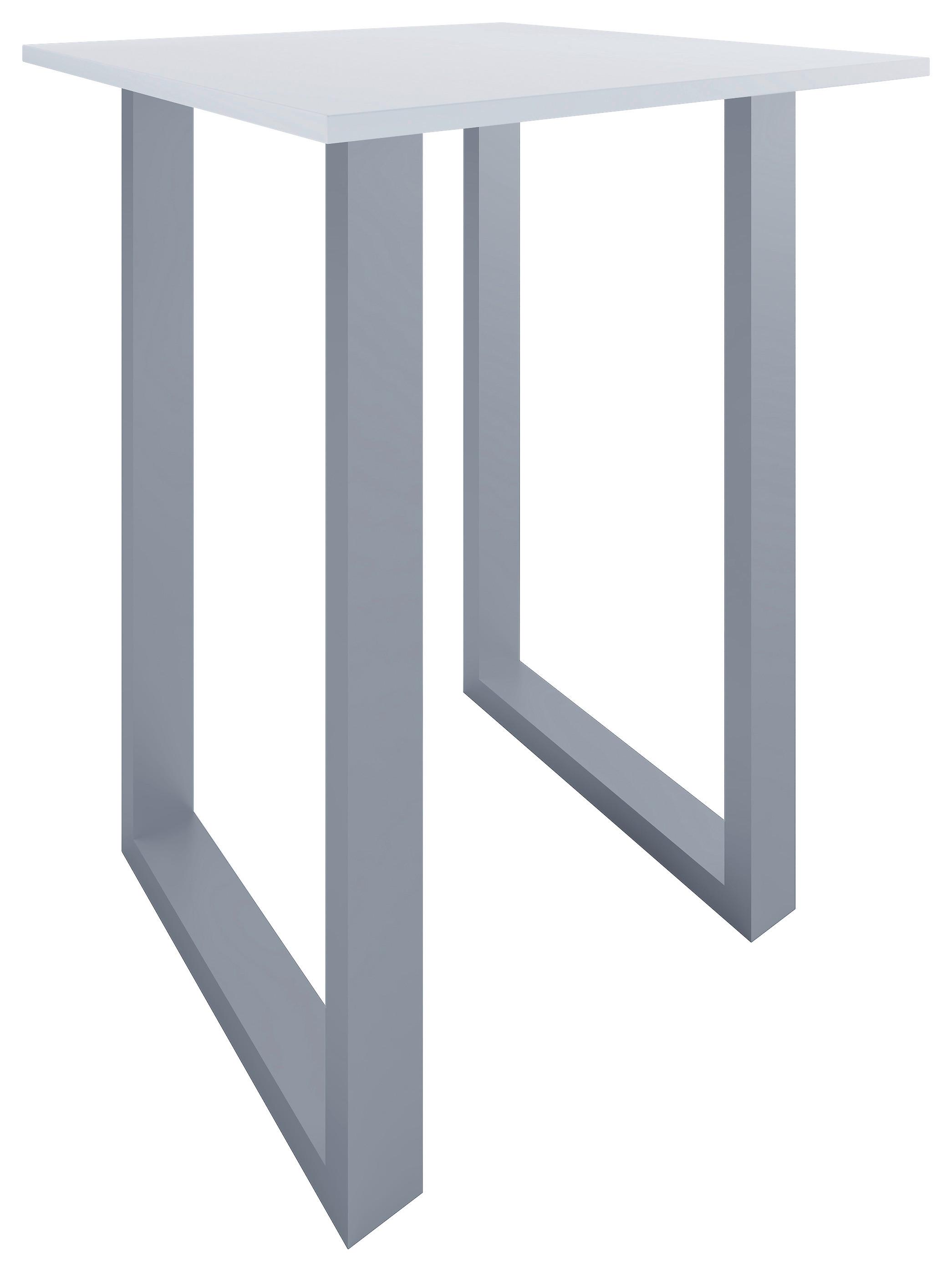 Bartisch XONA Silber/Weiß ca.80x102x80cm - Silberfarben/Weiß, KONVENTIONELL, Holzwerkstoff/Metall (80/80/102cm)