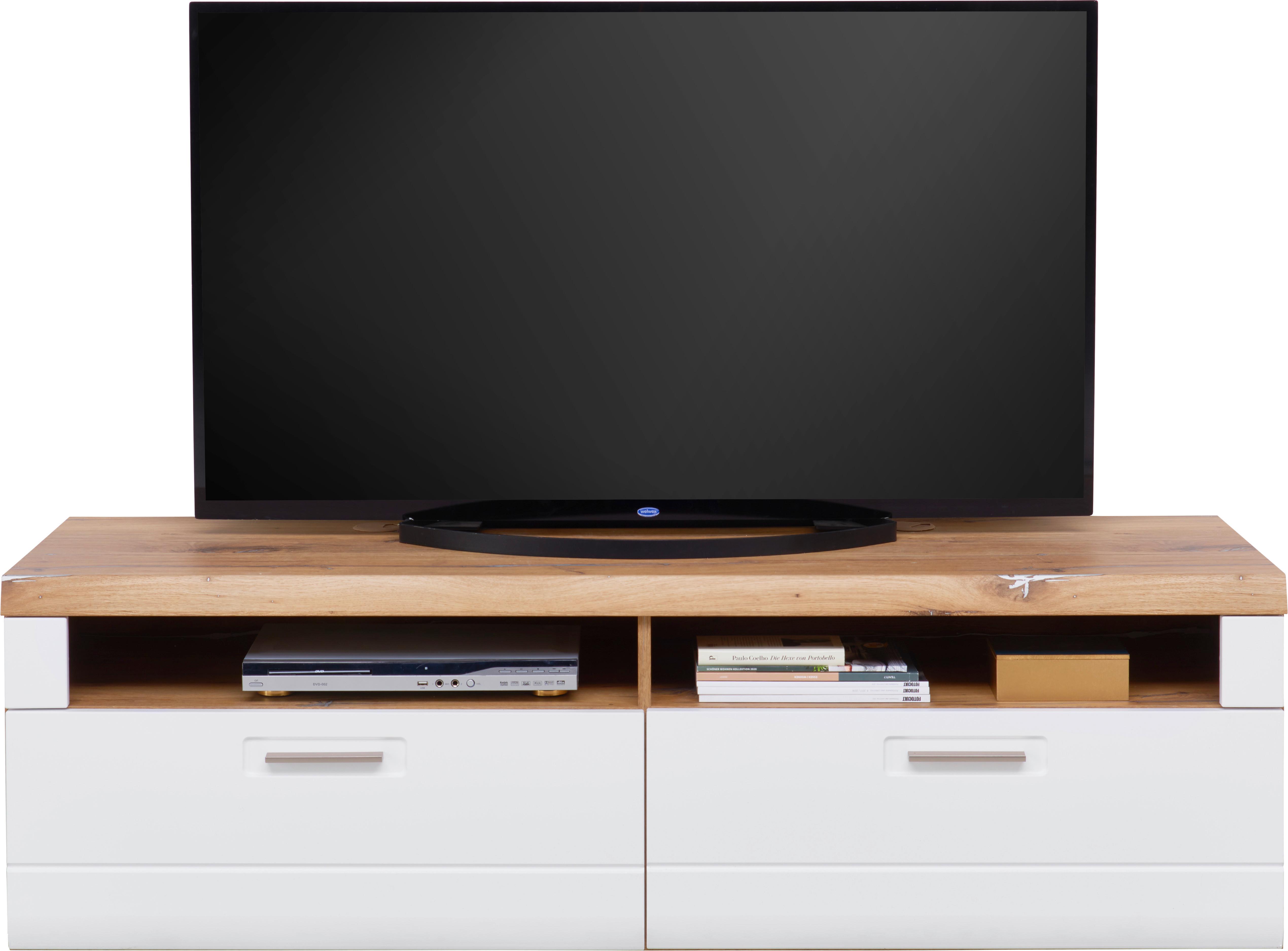 Element Tv AURIS - alb/culoare lemn stejar, Modern, material pe bază de lemn (163/50/50cm) - Modern Living
