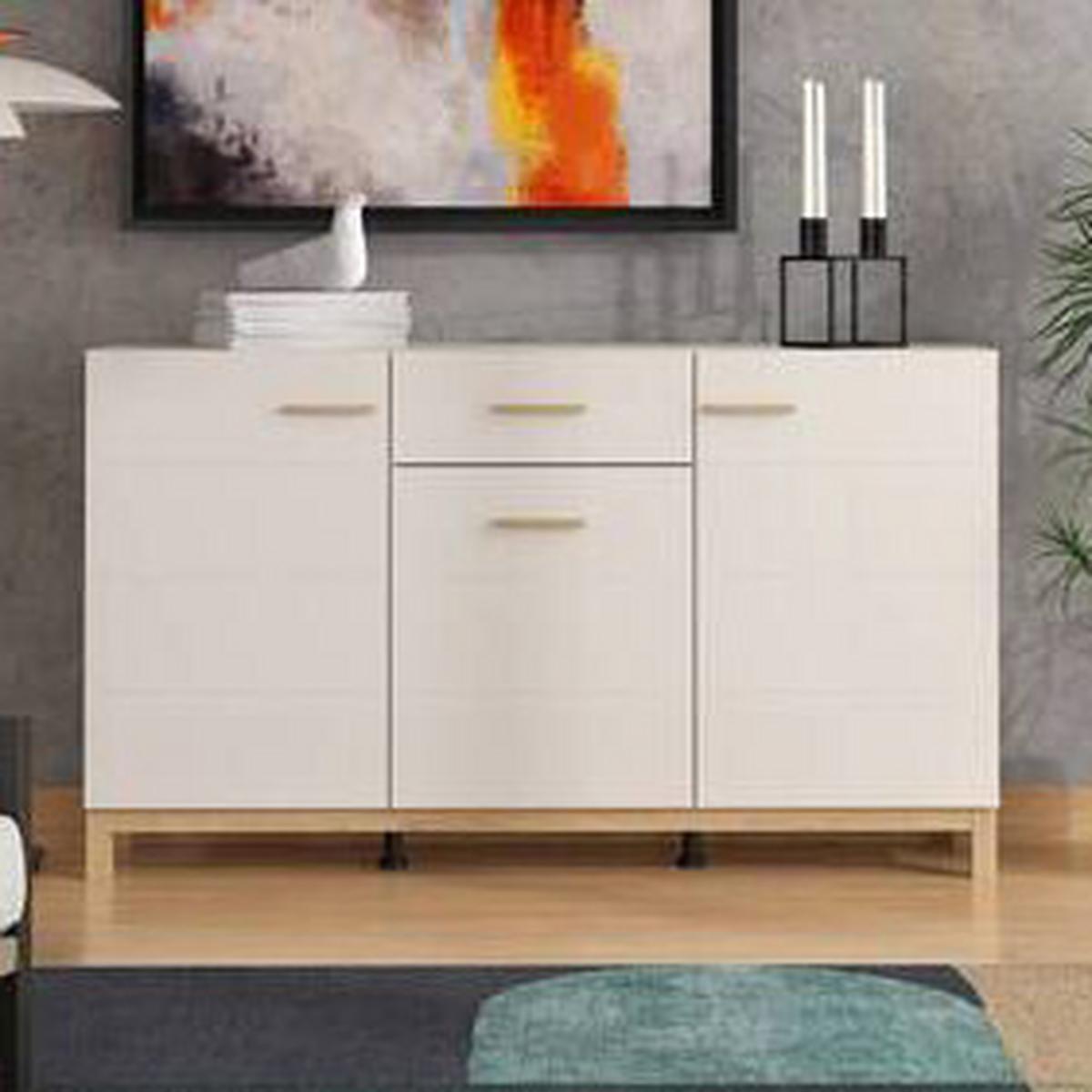 Sideboard Essex Ksm Kaschmir/Eiche Artisan - Kaschmir/Eiche Artisan, MODERN, Holzwerkstoff (154/94/41cm) - P & B