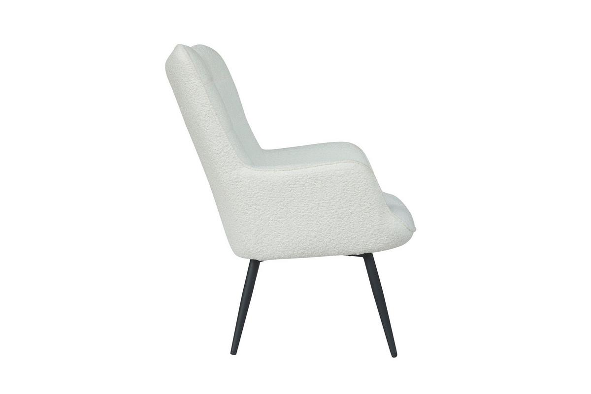 Sessel Uta Elfenbein Bouclé - Elfenbein/Schwarz, Basics, Textil/Metall (72/97/80cm) - MID.YOU
