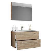 Kopalnica Badinos, Hrast - bela/barve aluminija, Moderno, kovina/leseni material (60cm) - MID.YOU
