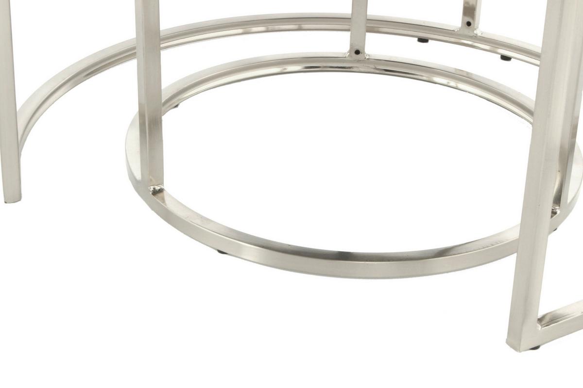 HOCKERSET MYLA 100 - Silberfarben/Schwarz, Design, Textil/Metall (40/60/32/41/40/60cm) - Kayoom