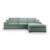 Ecksofa Veda Petrol Flachgewebe - Petrol/Schwarz, Basics, Holz/Textil (308/186cm) - MID.YOU