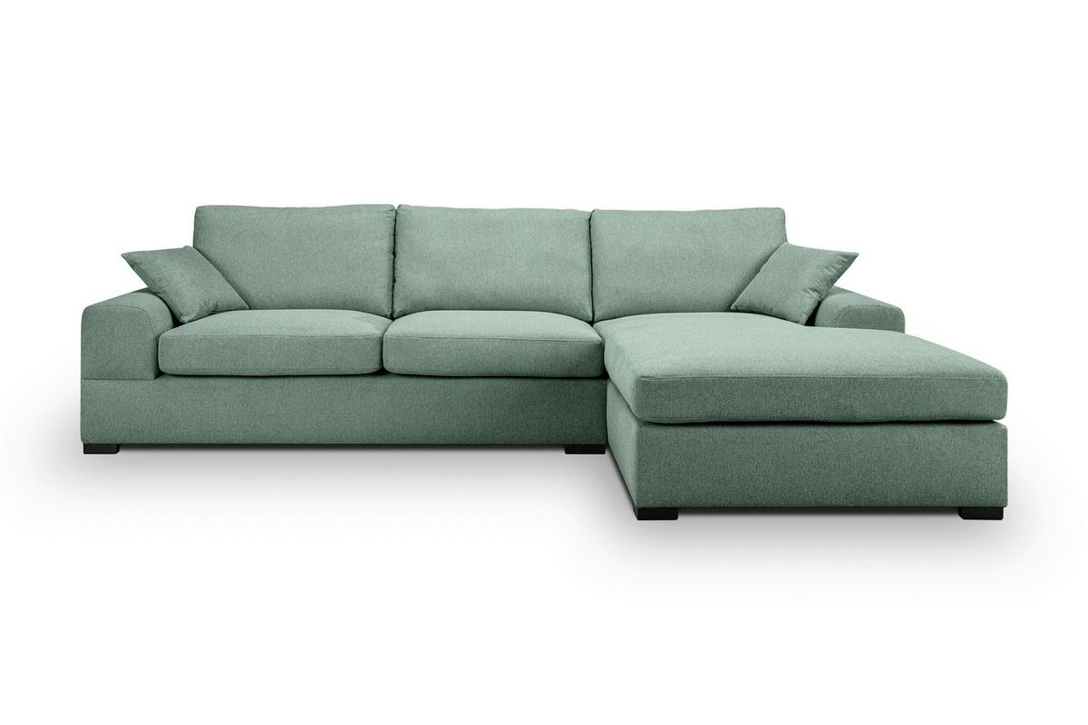 Ecksofa Veda Petrol Flachgewebe - Petrol/Schwarz, Basics, Holz/Textil (308/186cm) - MID.YOU