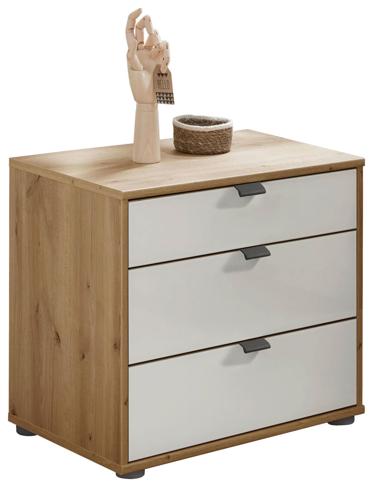 SZAFKA NOCNA MILANO 4000 - biały/czarny, Konventionell, materiał drewnopochodny/metal (40/48/43cm) - Dieter Knoll