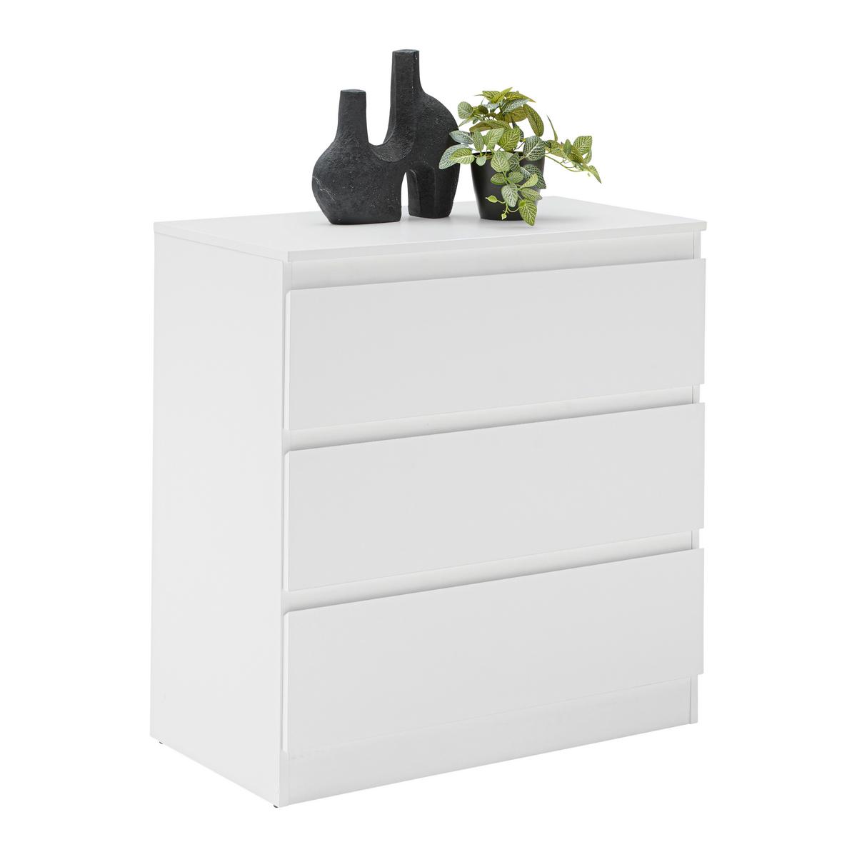 Kommode Mara Weiß - Silberfarben/Schwarz, KONVENTIONELL, Holzwerkstoff/Kunststoff (77/80/42cm) - Mömax