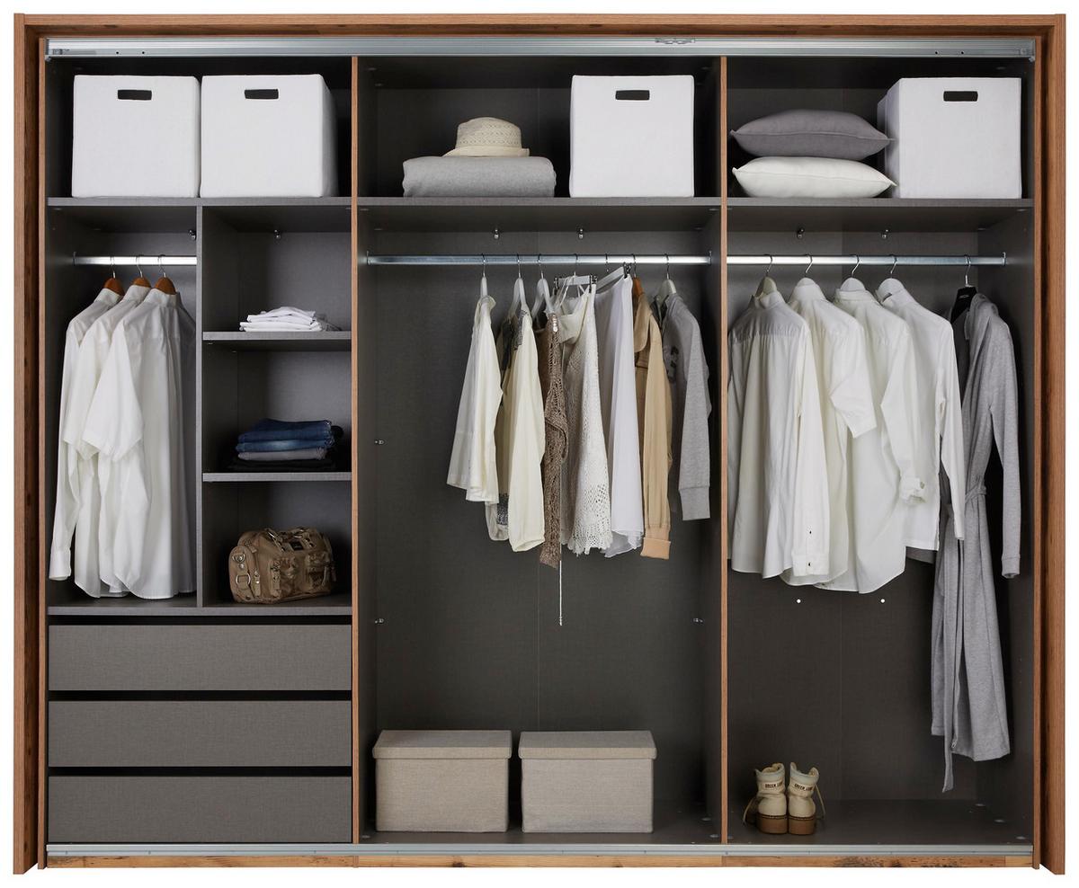 Schwebetürenschrank Ravenna in Eichefarben/Grau - Eichefarben/Anthrazit, Konventionell, Holzwerkstoff/Metall (280/231/61cm) - Premium Living