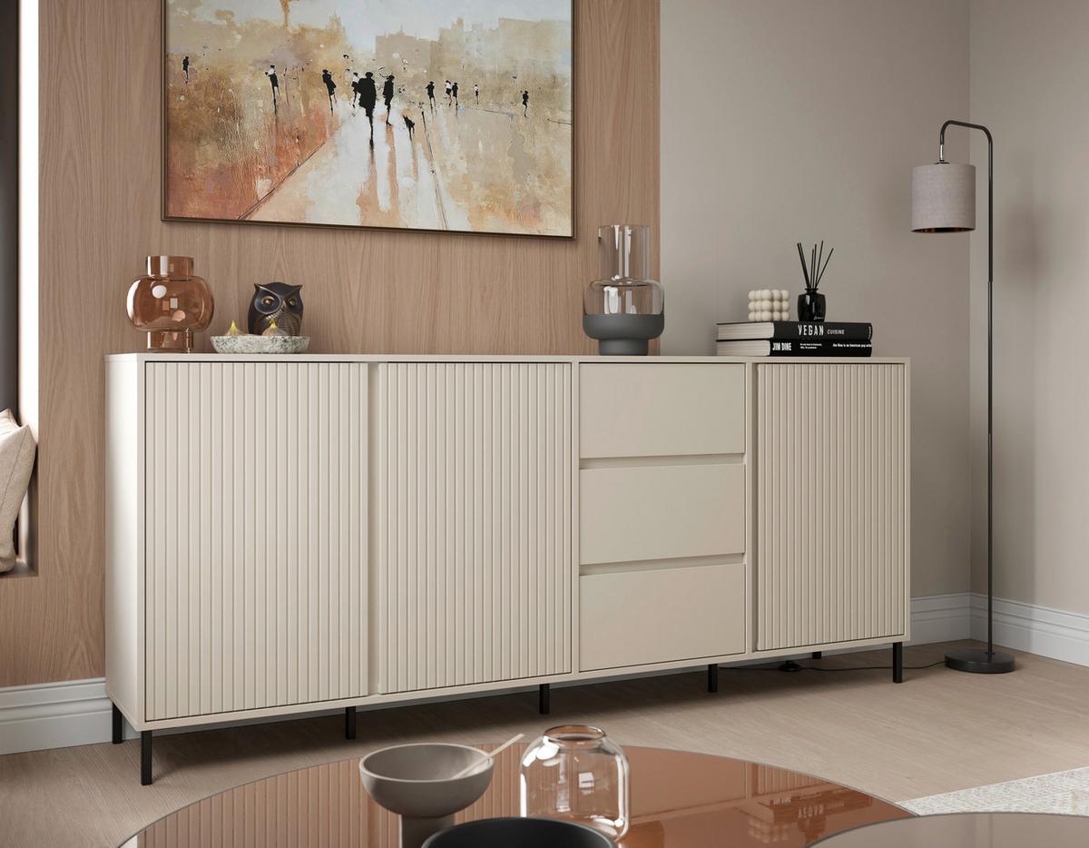 Komoda Avenale, Kašmir - kašmir/črna, Trend, kovina/leseni material (212/91,6/40cm)