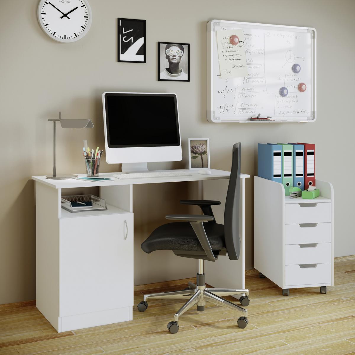 Predalnik Na Kolescih Konal, Bela - bela, Konvencionalno, umetna masa/leseni material (33/65/40cm) - MID.YOU