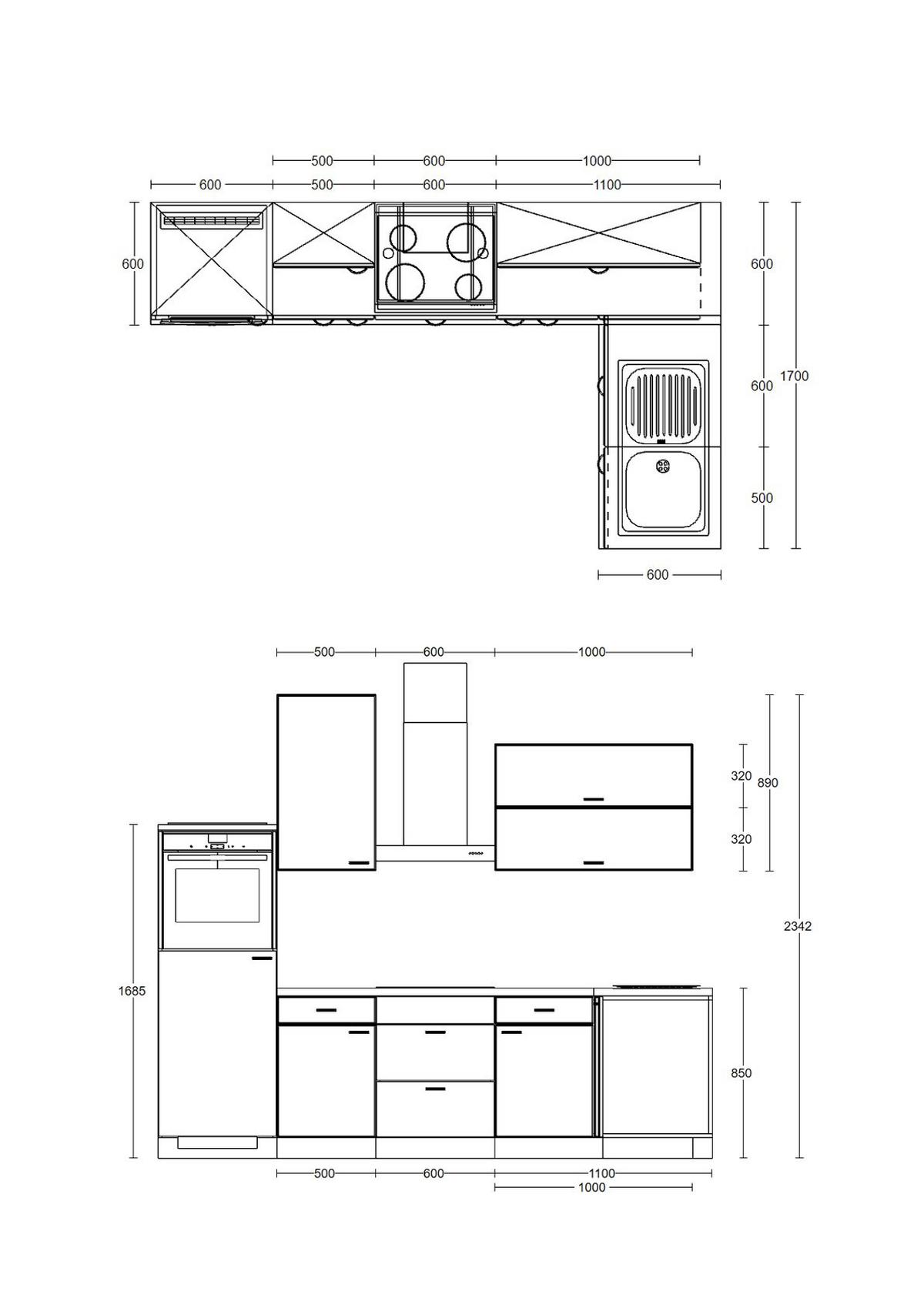 Kotna Kuhinja Z Aparati Shadow, Siva, Barva Hrasta - barve nerjavečega jekla/siva, Moderno, kovina/leseni material (280/170cm) - FlexWell