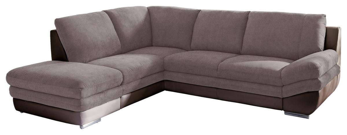 Wohnlandschaft Nardo Taupe/Dunkelbraun - Taupe/Chromfarben, MODERN, Textil/Metall (221/264cm) - MID.YOU