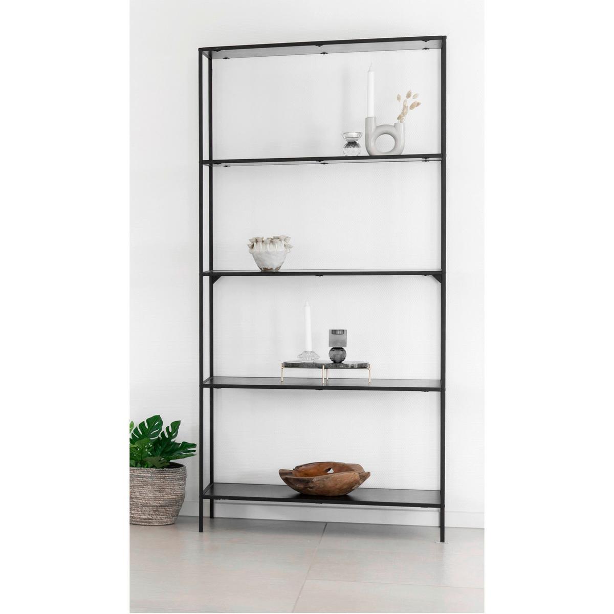 Regal Vita Schwarz - Schwarz, Design, Holzwerkstoff/Metall (80/170/36cm) - MID.YOU