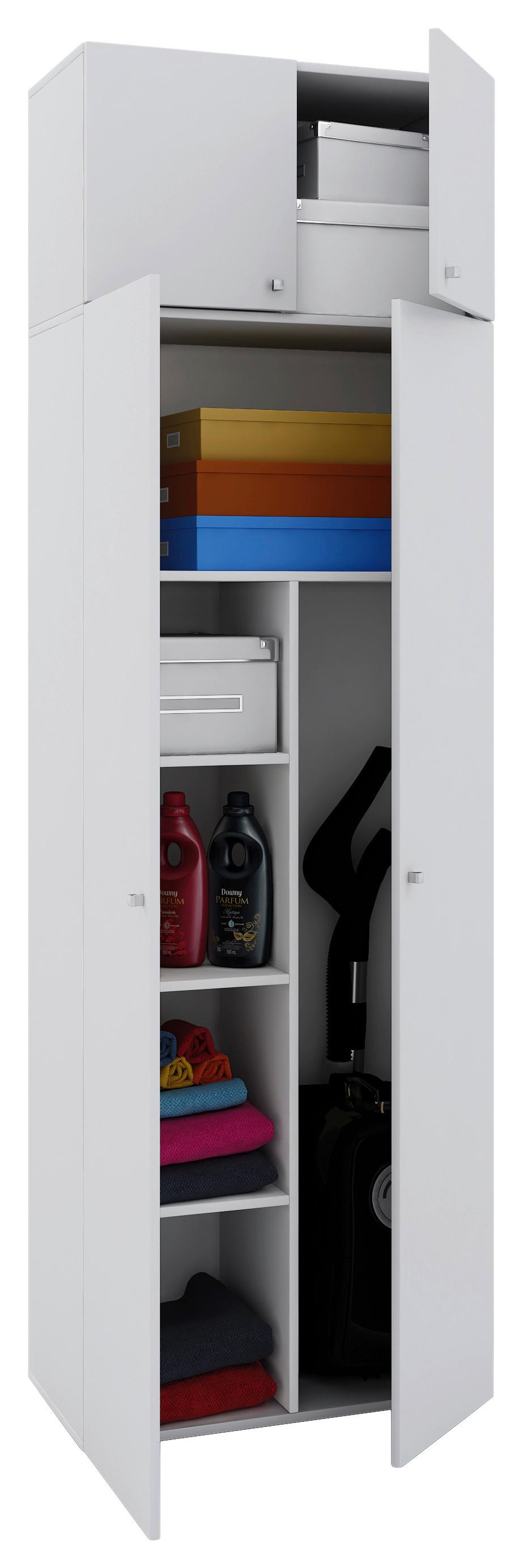 Mehrzweckschrank Vandol II Weiß 5-fach - Silberfarben/Weiß, MODERN, Holzwerkstoff/Kunststoff (70/218/39cm) - MID.YOU