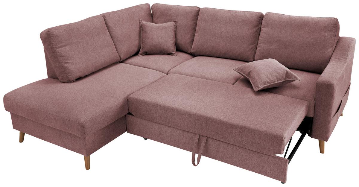 Wohnlandschaft Valentina Rosa Struktur - Rosa/Naturfarben, KONVENTIONELL, Holz/Textil (200/230cm) - P & B