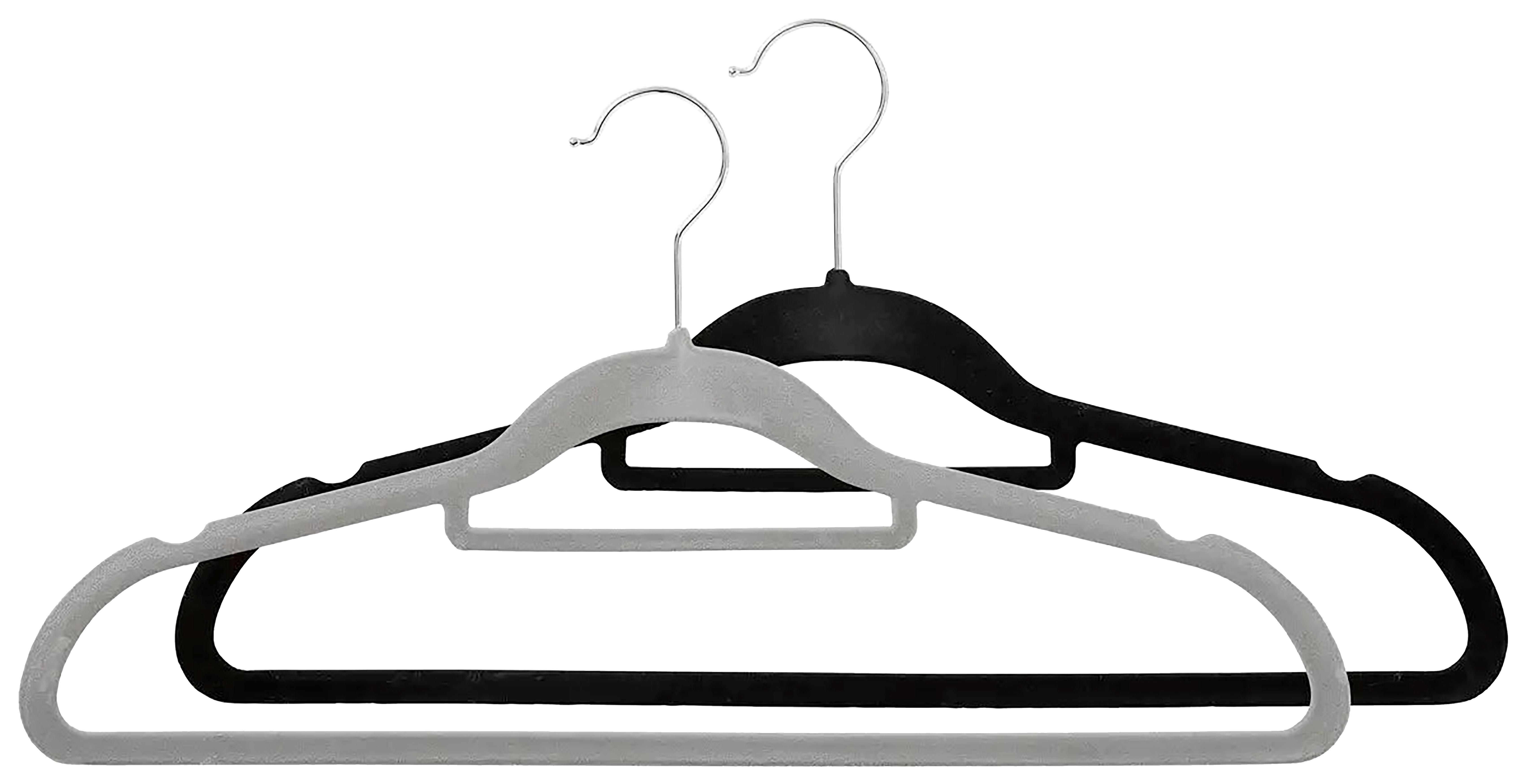 Kleiderbügelset Velvet in Grau/Schwarz - Schwarz, MODERN, Kunststoff/Textil - Mömax