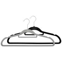 Kleiderbügelset Velvet in Grau/Schwarz - Schwarz, MODERN, Kunststoff/Textil - Mömax