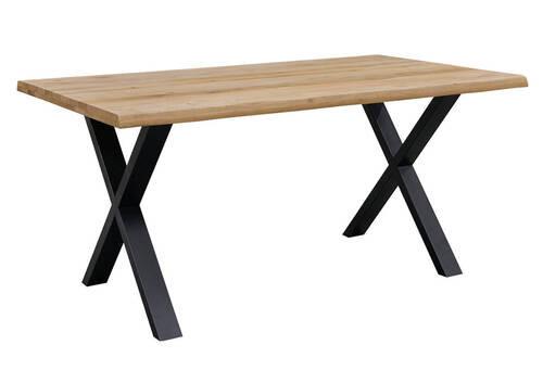 Esstisch Oak Wildeiche Echtholz ca. 160x90x75cm - Wildeiche/Schwarz, Natur, Holz/Metall (160/90/75cm) - Zandiara