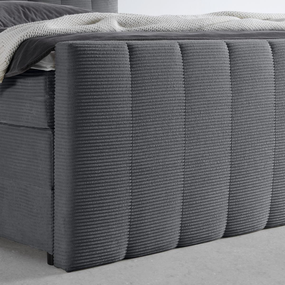 Boxspring Krevet Malaga - srebrne boje/tamno siva, Konvencionalno, drvni materijal/tekstil (160/200cm) - Premium Living