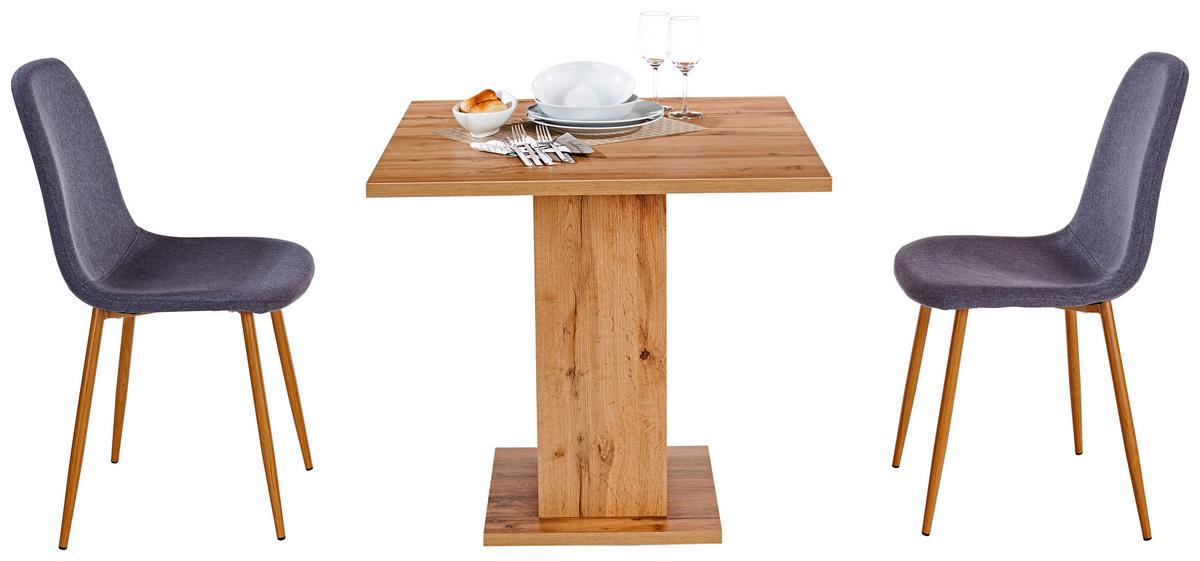 Masă sufragerie Sigmund - alb/culoare lemn stejar, Konventionell, material pe bază de lemn (79,5/74/79,5cm) - Based